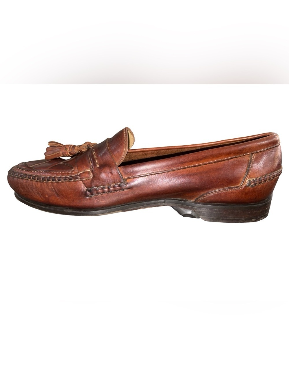Johnston & Murphy Brown Leather Tassel Loafers Men’s Size 12M Woven Detail - Picture 9 of 10